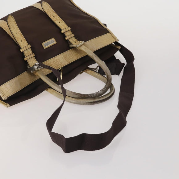 BURBERRY Nova Check Hand Bag Canvas nylon 4 Set Beige Brown Auth 200759