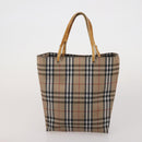 BURBERRY Nova Check Hand Bag Canvas nylon 4 Set Beige Brown Auth 200759-8