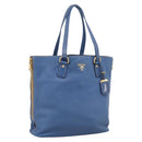 PRADA Tote Bag Vittero Dino Leather Blue Gold Auth 200767V-1