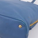 PRADA Tote Bag Vittero Dino Leather Blue Gold Auth 200767V-10