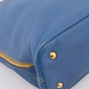 PRADA Tote Bag Vittero Dino Leather Blue Gold Auth 200767V-11