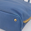 PRADA Tote Bag Vittero Dino Leather Blue Gold Auth 200767V-12