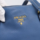 PRADA Tote Bag Vittero Dino Leather Blue Gold Auth 200767V-14