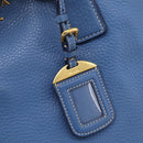 PRADA Tote Bag Vittero Dino Leather Blue Gold Auth 200767V-15