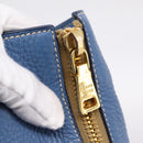 PRADA Tote Bag Vittero Dino Leather Blue Gold Auth 200767V-16