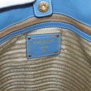 PRADA Tote Bag Vittero Dino Leather Blue Gold Auth 200767V-18