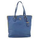 PRADA Tote Bag Vittero Dino Leather Blue Gold Auth 200767V-2