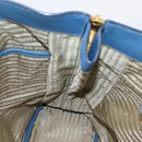 PRADA Tote Bag Vittero Dino Leather Blue Gold Auth 200767V-20