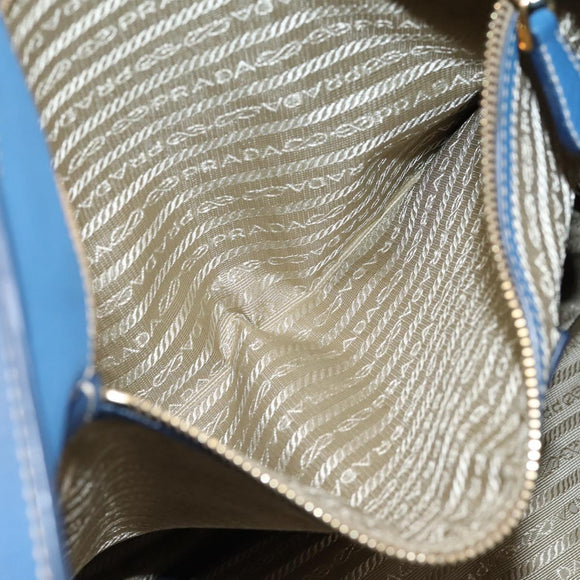 PRADA Tote Bag Vittero Dino Leather Blue Gold Auth 200767V
