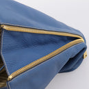PRADA Tote Bag Vittero Dino Leather Blue Gold Auth 200767V-26