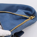 PRADA Tote Bag Vittero Dino Leather Blue Gold Auth 200767V-27