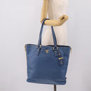PRADA Tote Bag Vittero Dino Leather Blue Gold Auth 200767V-28