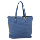 PRADA Tote Bag Vittero Dino Leather Blue Gold Auth 200767V-3