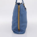 PRADA Tote Bag Vittero Dino Leather Blue Gold Auth 200767V-4