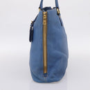 PRADA Tote Bag Vittero Dino Leather Blue Gold Auth 200767V-5