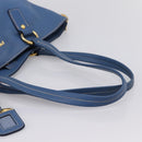 PRADA Tote Bag Vittero Dino Leather Blue Gold Auth 200767V-7