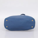 PRADA Tote Bag Vittero Dino Leather Blue Gold Auth 200767V-9