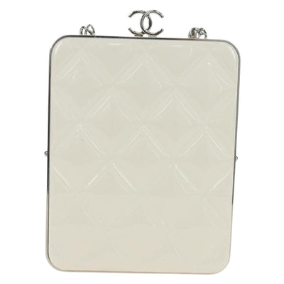 CHANEL Matelasse Chain Shoulder Bag Lamb Skin White Silver CC Auth 200768M - 0
