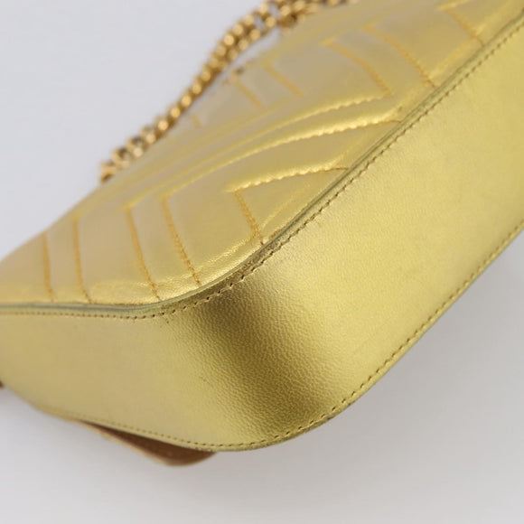 GUCCI Chain Shoulder Bag Leather Gold 432581 Auth 200769V
