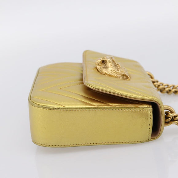 GUCCI Chain Shoulder Bag Leather Gold 432581 Auth 200769V