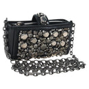 CHANEL Chain Shoulder Pouch Lamb Skin Black Silver CC Auth 200770SAM-1