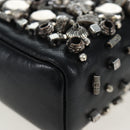 CHANEL Chain Shoulder Pouch Lamb Skin Black Silver CC Auth 200770SAM-15