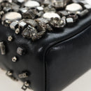 CHANEL Chain Shoulder Pouch Lamb Skin Black Silver CC Auth 200770SAM-16