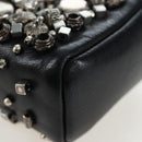 CHANEL Chain Shoulder Pouch Lamb Skin Black Silver CC Auth 200770SAM-18