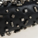 CHANEL Chain Shoulder Pouch Lamb Skin Black Silver CC Auth 200770SAM-21