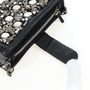 CHANEL Chain Shoulder Pouch Lamb Skin Black Silver CC Auth 200770SAM-23