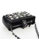 CHANEL Chain Shoulder Pouch Lamb Skin Black Silver CC Auth 200770SAM-6