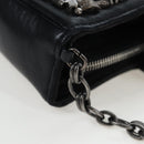 CHANEL Chain Shoulder Pouch Lamb Skin Black Silver CC Auth 200770SAM-8