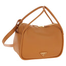 PRADA Darling Shoulder Bag Leather Beige Gold Auth 200771SAM-1