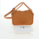 PRADA Darling Shoulder Bag Leather Beige Gold Auth 200771SAM-12