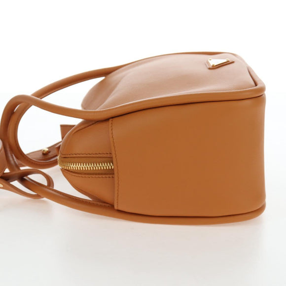 PRADA Darling Shoulder Bag Leather Beige Gold Auth 200771SAM