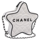 CHANEL Matelasse Chain Shoulder Bag Satin White CC Auth 200773SM-1