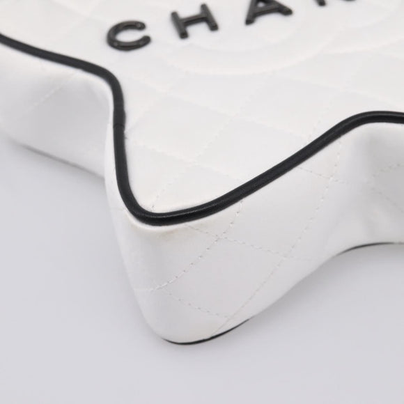 CHANEL Matelasse Chain Shoulder Bag Satin White CC Auth 200773SM