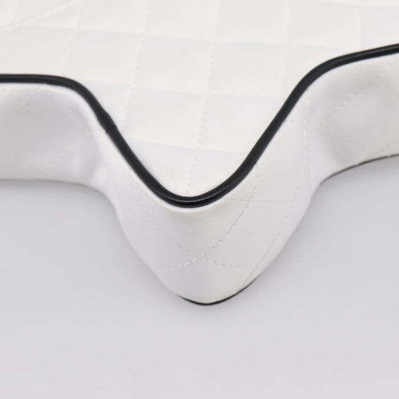 CHANEL Matelasse Chain Shoulder Bag Satin White CC Auth 200773SM