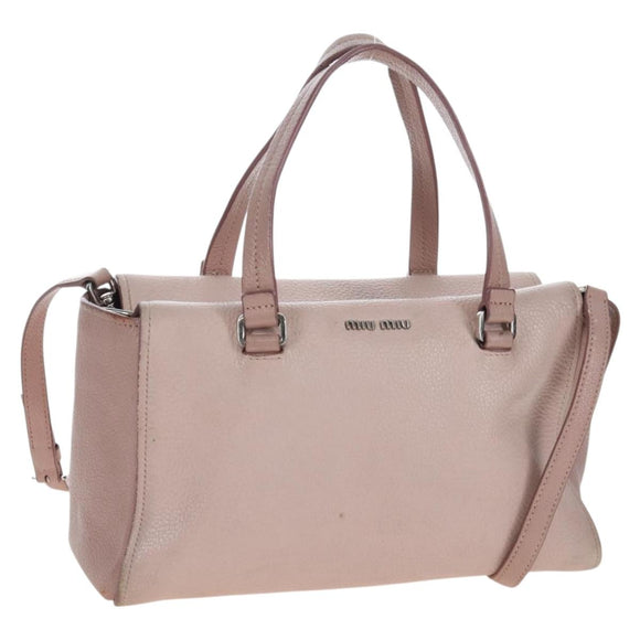 Miu Miu Vitterodino Hand Bag Leather 2way Pink Silver Auth 200774V