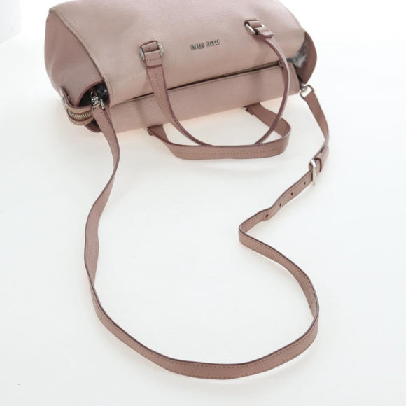 Miu Miu Vitterodino Hand Bag Leather 2way Pink Silver Auth 200774V