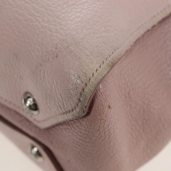 Miu Miu Vitterodino Hand Bag Leather 2way Pink Silver Auth 200774V