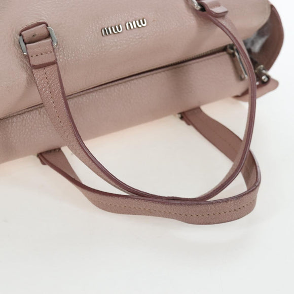 Miu Miu Vitterodino Hand Bag Leather 2way Pink Silver Auth 200774V