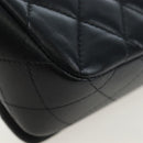 CHANEL Matelasse Chain Shoulder Bag Lamb Skin Black Gold CC Auth 200775SM-13