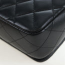 CHANEL Matelasse Chain Shoulder Bag Lamb Skin Black Gold CC Auth 200775SM-14
