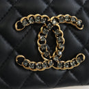 CHANEL Matelasse Chain Shoulder Bag Lamb Skin Black Gold CC Auth 200775SM-15