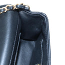 CHANEL Matelasse Chain Shoulder Bag Lamb Skin Black Gold CC Auth 200775SM-22