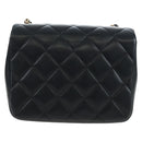 CHANEL Matelasse Chain Shoulder Bag Lamb Skin Black Gold CC Auth 200775SM-3