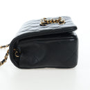 CHANEL Matelasse Chain Shoulder Bag Lamb Skin Black Gold CC Auth 200775SM-4