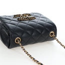 CHANEL Matelasse Chain Shoulder Bag Lamb Skin Black Gold CC Auth 200775SM-6