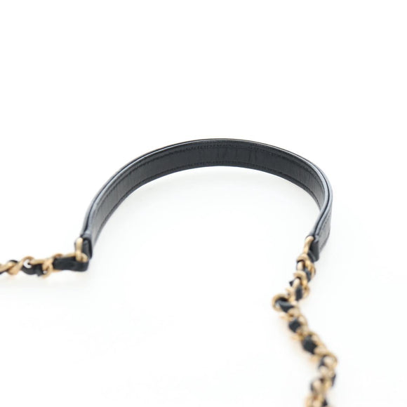CHANEL Matelasse Chain Shoulder Bag Lamb Skin Black Gold CC Auth 200775SM